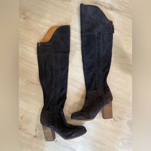 Dolce Vita Brown Suede Heeled Over The Knee Boots Size 9